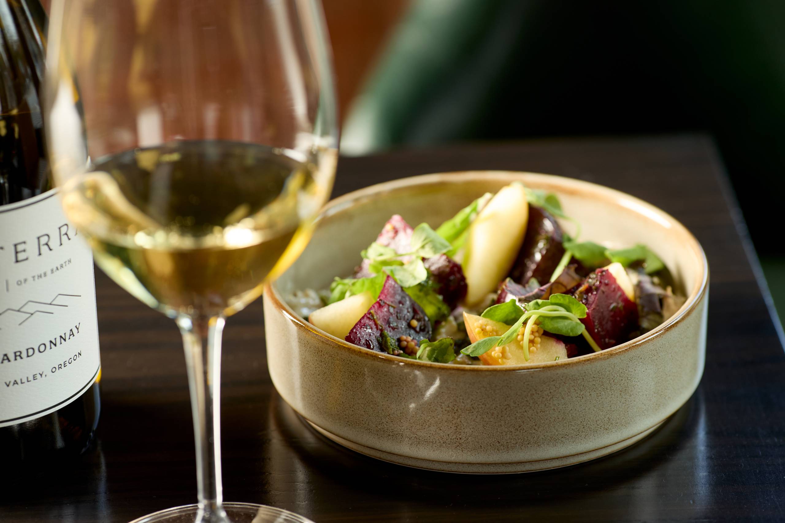 Wine and food from Amaterra Kitchen + Social Club